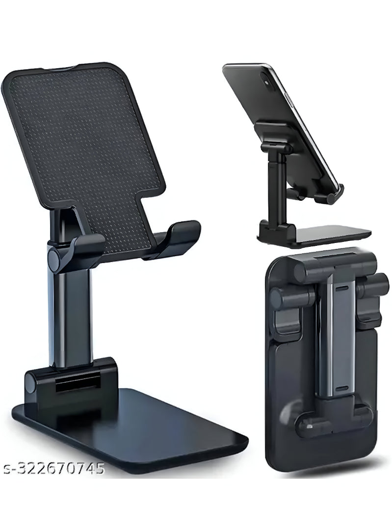 Mobile Phone Holder, Adjustable, Foldable, Anti-Skid, Wide Compatibility (Black) Tabletop